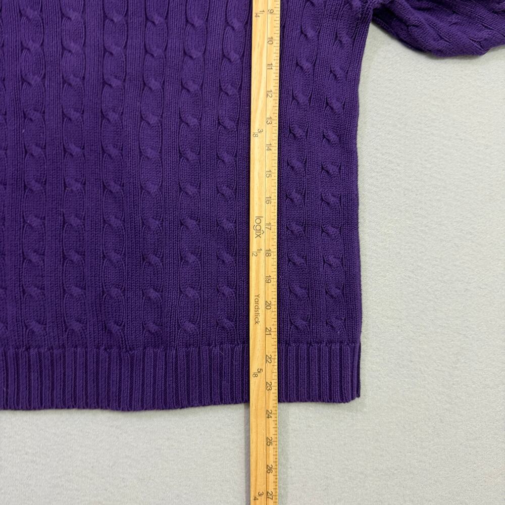 Vintage Ralph Lauren Sport Cable Knit Sweater Women's Medium Purple Crewneck - Picture 8 of 8